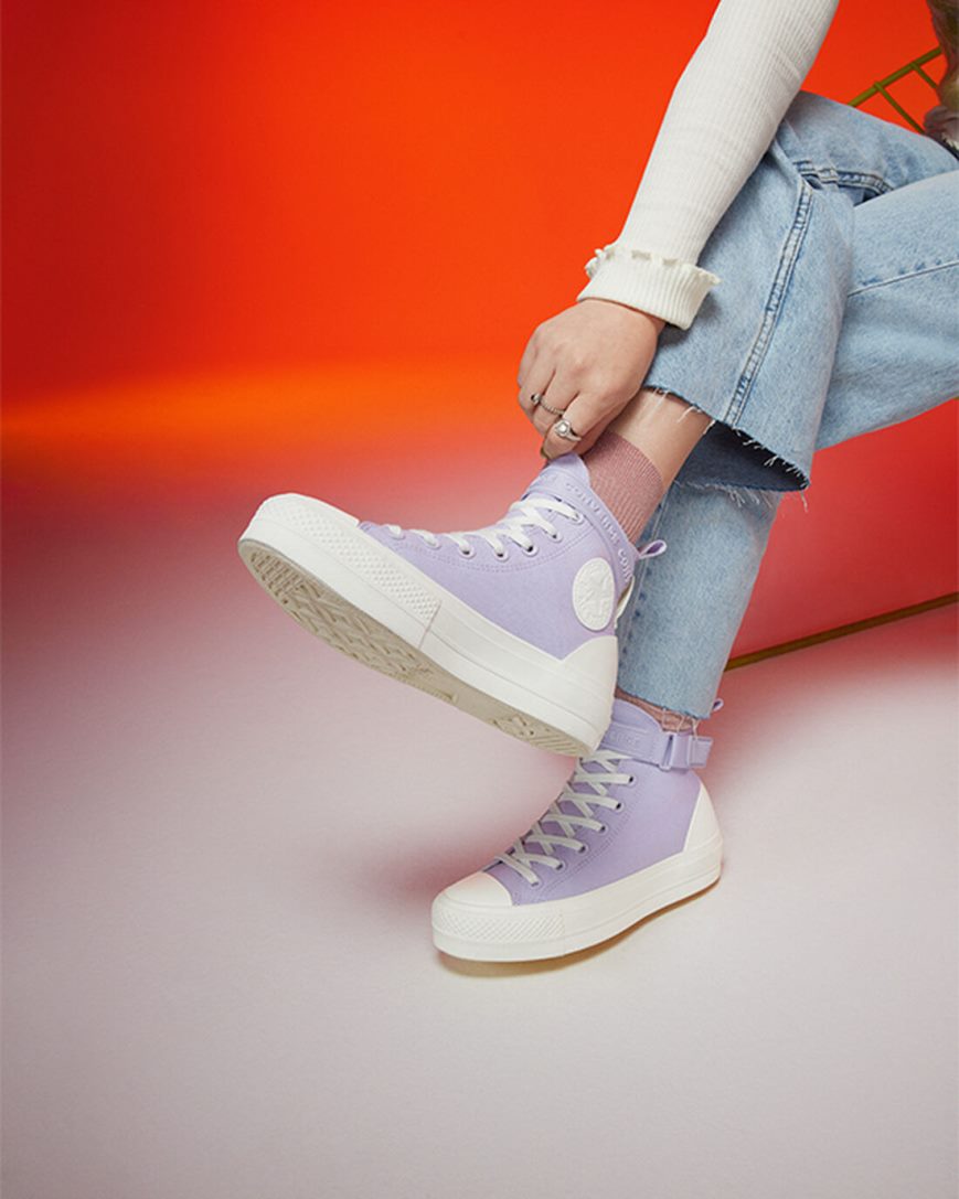 Zapatos Plataforma Converse Chuck Taylor All Star Lift Utility Strap Altas Mujer Moradas Moradas | PE 50WE28